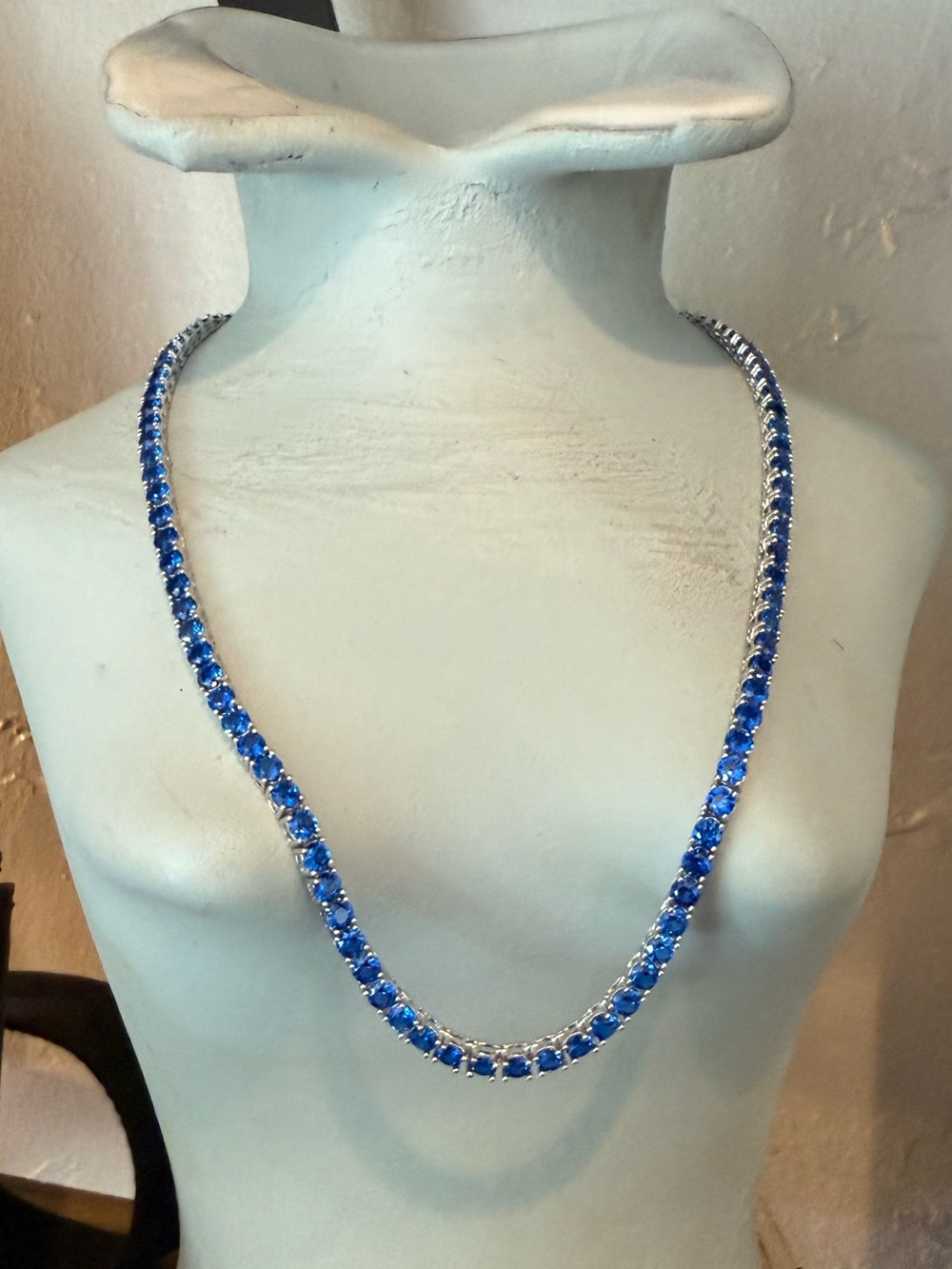Blue Crystal Tennis Necklace - Women's Fashion Jewelry